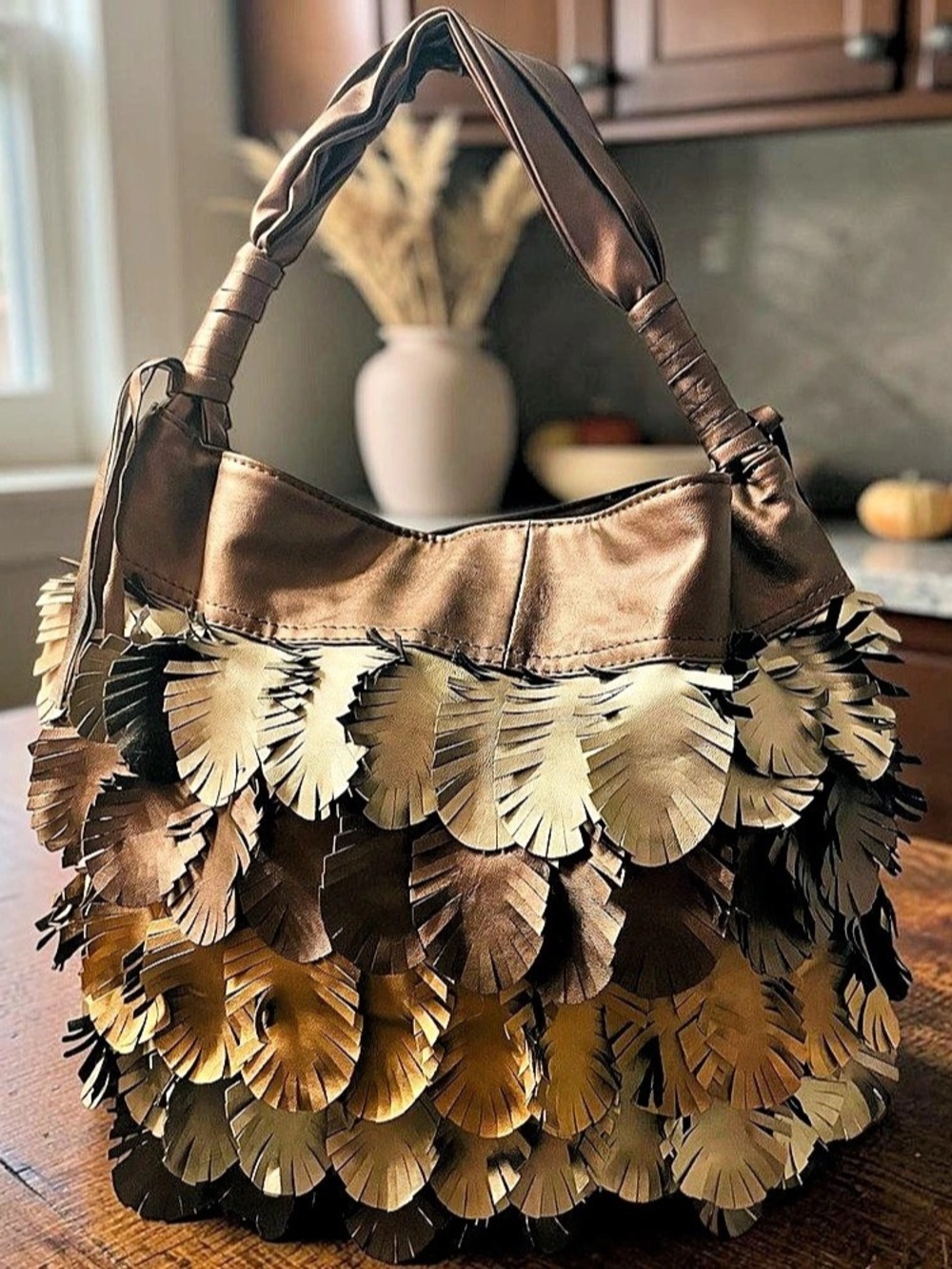 Bueno Fringe Hobo Bag in Bronze Brown- Great for Fall!!!